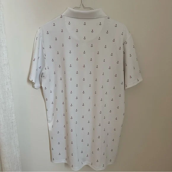 Bonobos White Slim Fit Golf Polo with Anchor Pattern - Picture 3 of 8